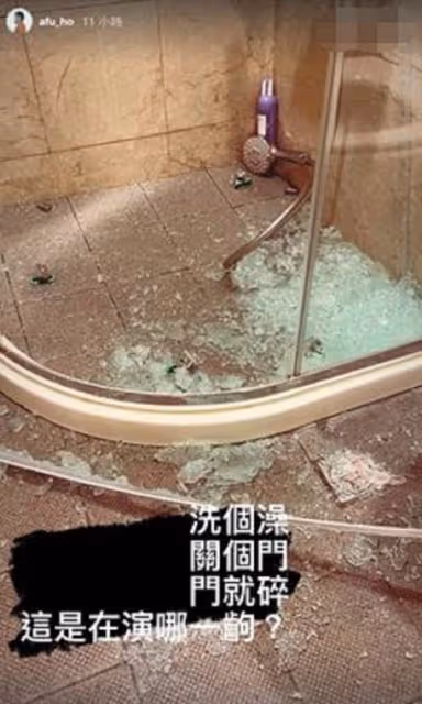 40歲男星洗澡時玻璃門爆裂！身體多處被割傷流血，一地碎片太可怕