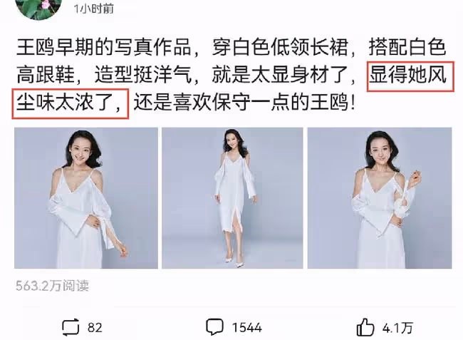 王鷗早期寫真被翻出，穿低領裝秀曲線美，被指「風塵味太濃」