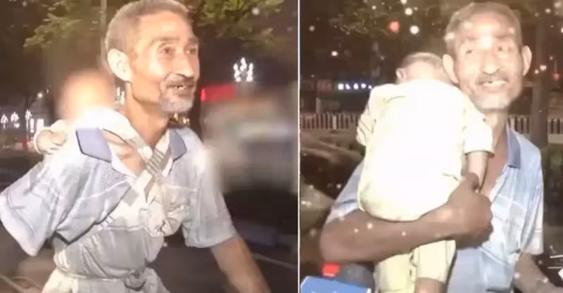 看到流浪孕婦翻垃圾吃，七旬老翁不忍「好心帶回家照顧」揹嬰拾荒「堅持照顧到底」：總會好起來的！
