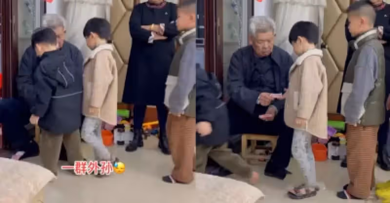 外孫齊齊回家過年！一頓漢堡就花掉2600　外公「挨個發完壓歲錢」表情無奈：養老金被掏空