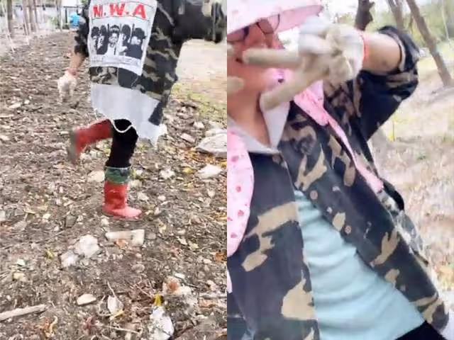 張惠妹春節陪家人干農活,徒手搬石頭手套都磨破,打扮樸素似工人