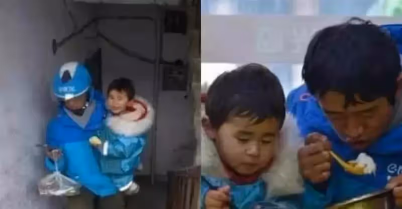 父女倆遭媽媽拋棄！單親爸送外賣養乖女，兩人共吃一碗菜，父親愧疚：「對不起讓你跟我受苦」，乖女：爸爸我會陪著你 ﻿！