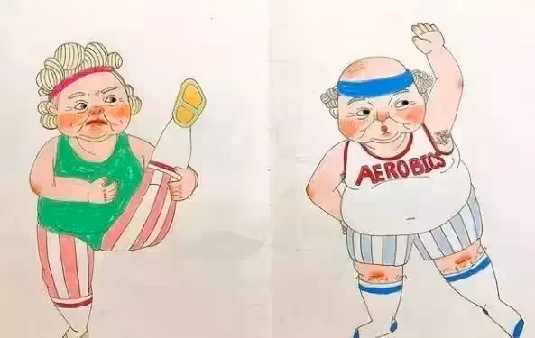甜甜的插畫：一對80歲夫妻相濡以沫的愛情！