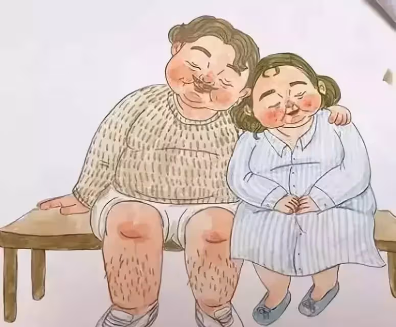 甜甜的插畫:一對80歲夫妻相濡以沫的愛情!