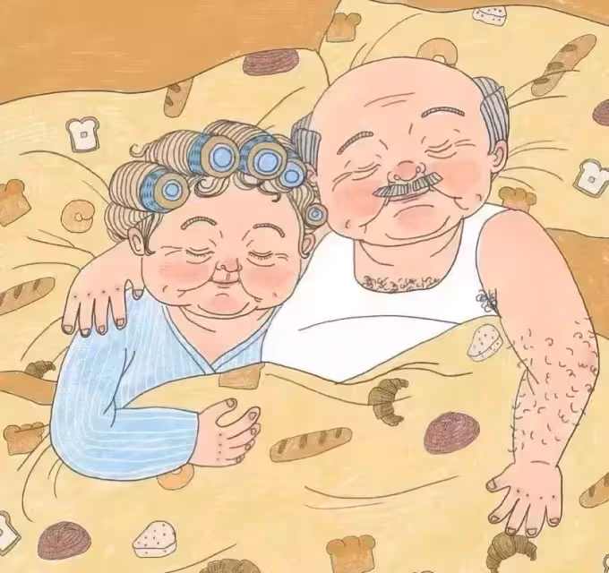 甜甜的插畫:一對80歲夫妻相濡以沫的愛情!