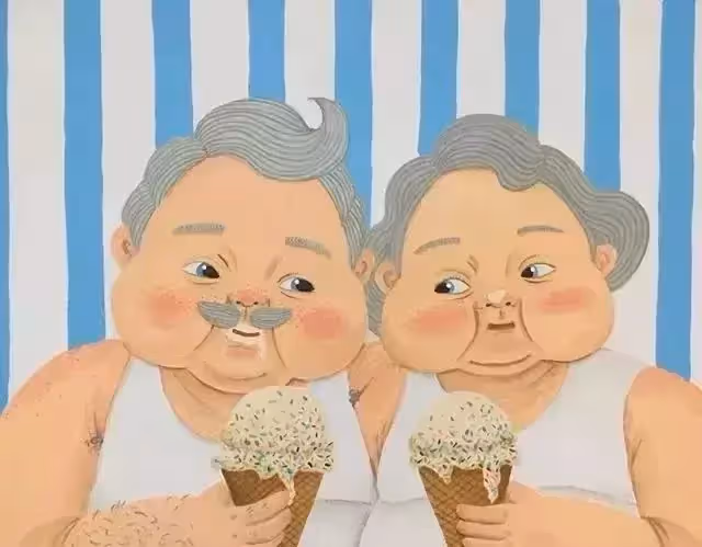 甜甜的插畫:一對80歲夫妻相濡以沫的愛情!