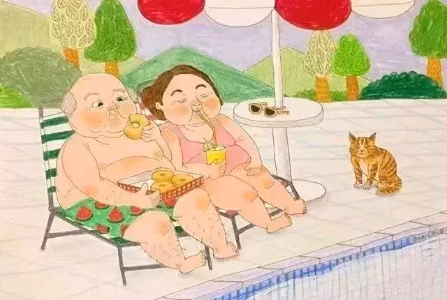 甜甜的插畫:一對80歲夫妻相濡以沫的愛情!