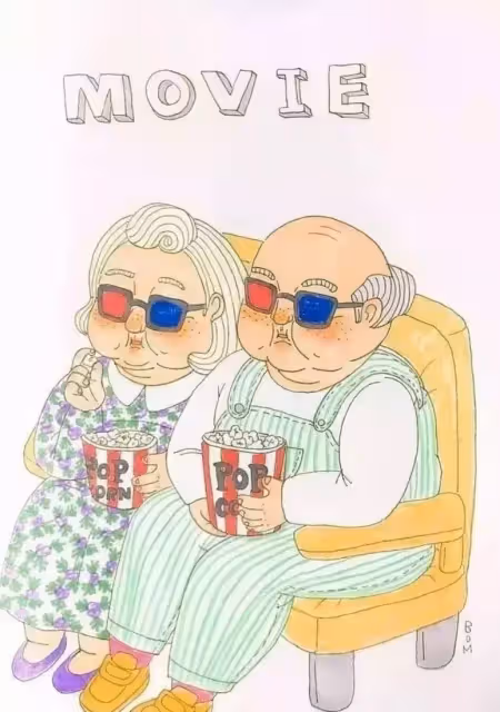 甜甜的插畫:一對80歲夫妻相濡以沫的愛情!