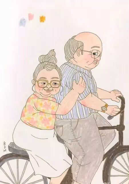 甜甜的插畫:一對80歲夫妻相濡以沫的愛情!
