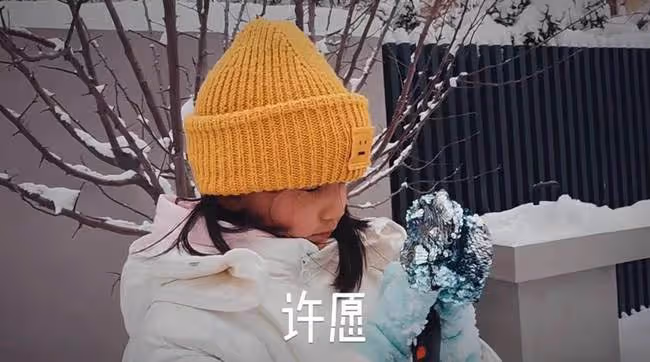 孫莉一家豪宅後院堆雪人,與黃磊獨子正面首曝光,虎頭虎腦有星相