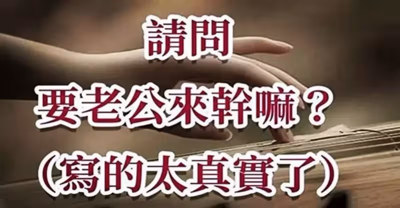 請問，要老公來幹嘛？（寫的太真實了）！