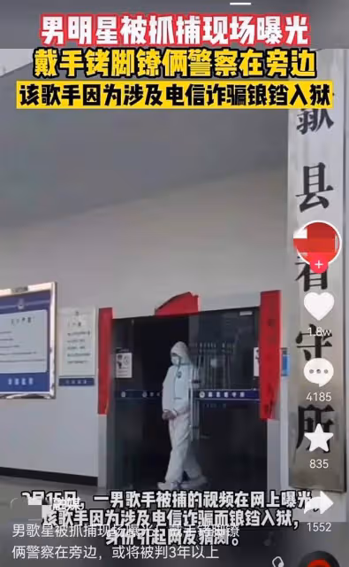 男星涉電信詐騙800萬被捕,戴手銬腳鐐或判3年,張衛健陳偉霆躺槍
