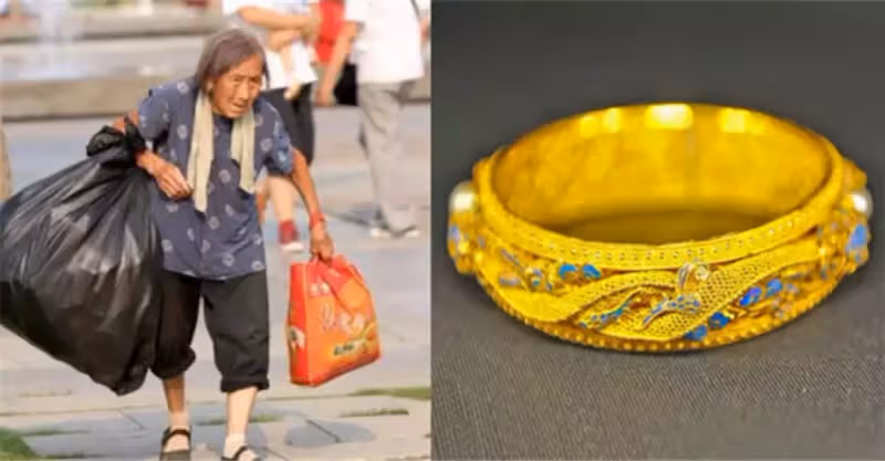 拾荒老婦意外撿到金手鐲，她原地苦等失主兩天，沒想到「失主」一出現，兩人都愣住了...