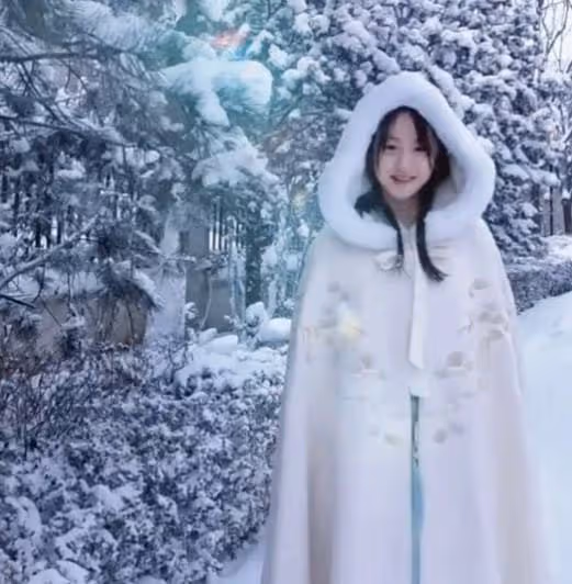田亮曬出女兒雪景照,「森蝶」雪地古風照招人喜愛,網友:漂亮