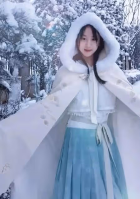 田亮曬出女兒雪景照,「森蝶」雪地古風照招人喜愛,網友:漂亮