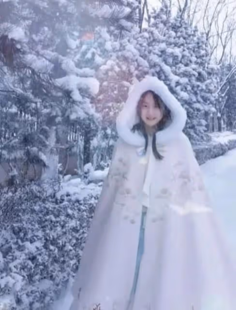 田亮曬出女兒雪景照,「森蝶」雪地古風照招人喜愛,網友:漂亮