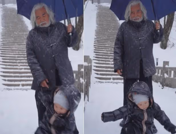 70歲張紀中分享近況,與小31歲妻子雪中賞景,為妻子撐傘太有愛