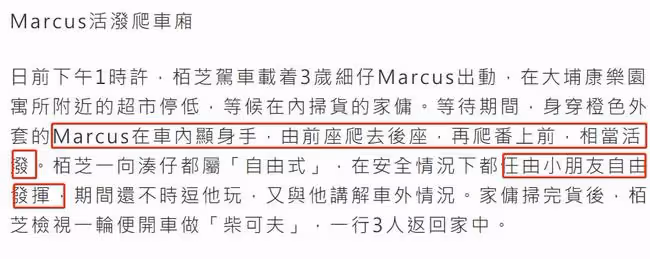 香港疫情嚴峻,張柏芝出門搶購物資,放任3歲兒子在車內爬來爬去