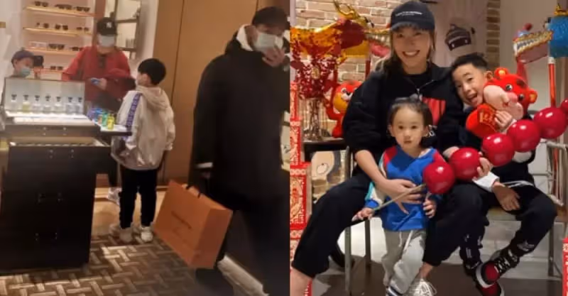 應采兒一家過年逛街，Jasper長高不少，hoho正臉曝光