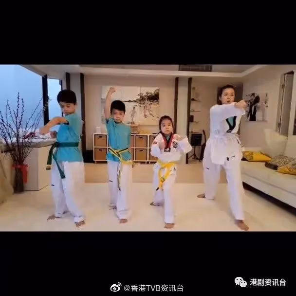 一大三小孩!陳茵媺全家挑戰視像跆拳道考試晉級