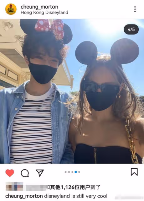 張智霖15歲兒子曬照，與金髮美女同游迪士尼，貼身合影引熱議