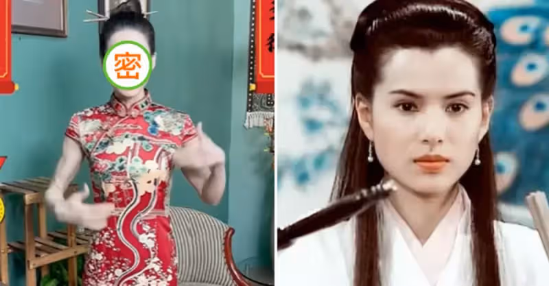 55歲李若彤近照曝光！穿旗袍自信秀肌肉線條，上圍豐滿腰肢纖細，用一雙筷子盤頭髮有創意