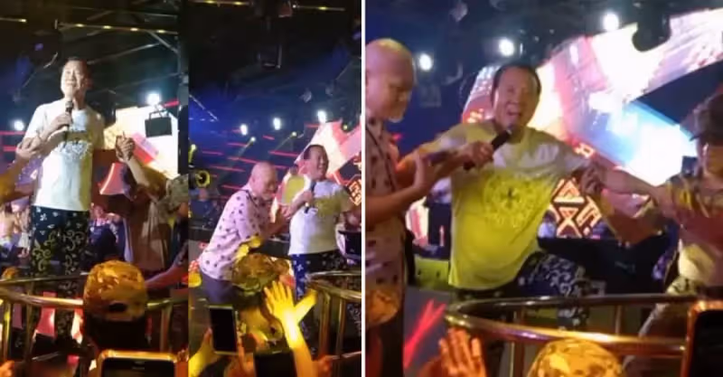 影帝萬梓良酒吧走穴被拍！險些摔倒被人攙扶，唱歌表情賣力太敬業
