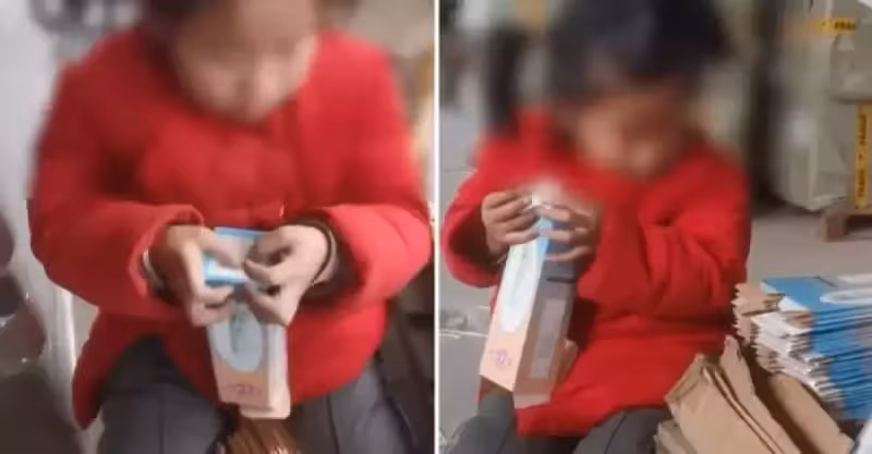 6歲視障女童放假「打工」，日折數千包裝盒，幫扛家計，網友淚目：真的是小天使
