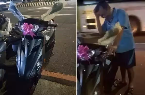 節儉騎10年破車!孝順女兒送「7萬摩托車大禮」老爸感動淚崩 一催油門「突然笑不出來了」滿臉擔心!!