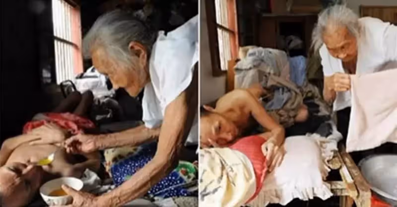百歲老人駝著背照顧癱瘓兒子40年，回絕40多萬元愛心捐款，去世後千人送行