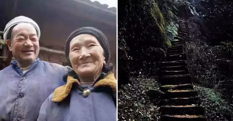 他為愛私奔，與妻隱居1500米深山養育7子女，為讓妻下山，花50年鑿出6208級臺階，真相惹人羨慕