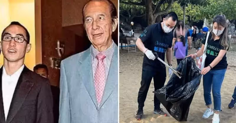 「賭王45歲兒子」何猷龍做義工，陪老人下棋笑容親切，打扮樸素「沙灘撿垃圾」接地氣，「身家369億」也不擺架子