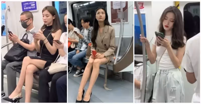 車廂裡養眼風景❤️網路瘋曬「搭地鐵巧遇的超美正妹」　一上車「秒被口罩白皙仙女電到」正臉美翻天