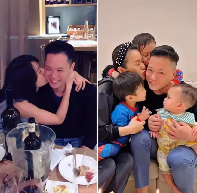 胡杏兒曬7年對比圖慶老公生日，大方摟李乘德親吻，仨娃也罕出鏡