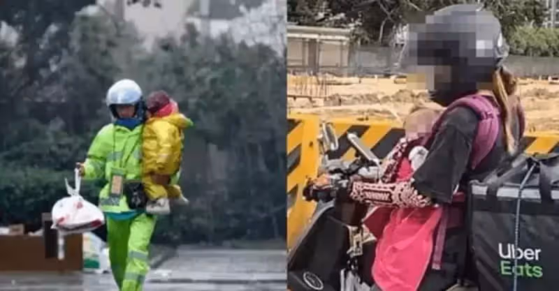 老婆留下父女一聲不響獨自離家！單親父親不畏風雨「抱3歲兒子爬17樓送外賣」直言：不敢說苦，孩子比我更苦！