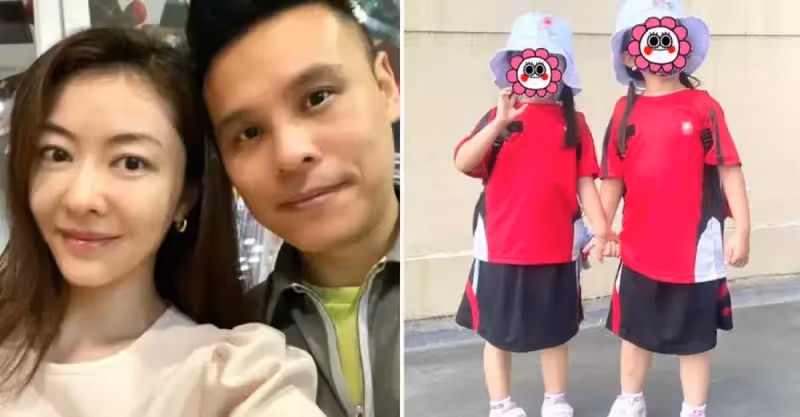 熊黛林3歲雙胞胎開學！穿校服裙子「顏值差距大」但呆萌可愛，被曝一年學費要12萬