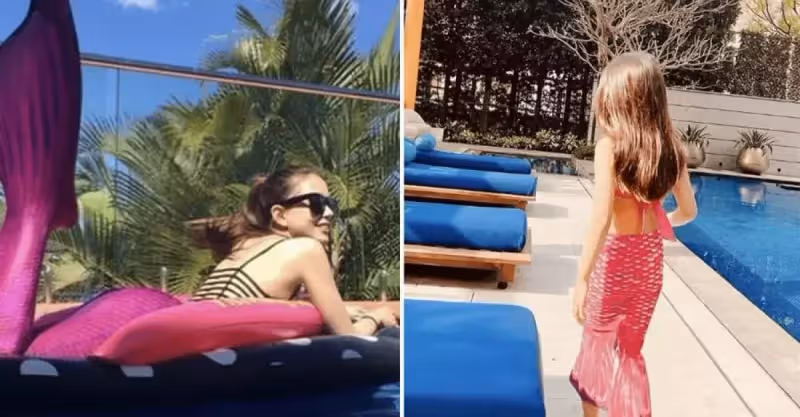 昆凌曬母女美人魚造型，6歲小周周氣質出眾，身材高挑似妙齡少女