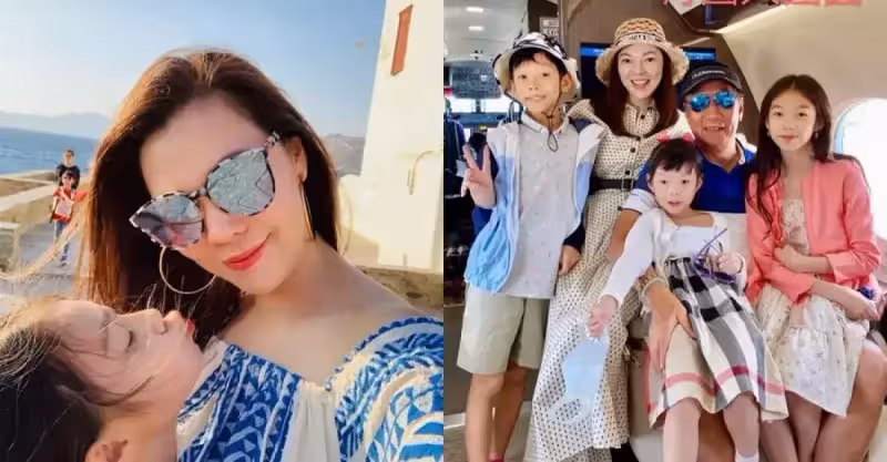富士康老闆娘一家度假！曾馨瑩「罕素顏」暴露顏值短板，三個娃似郭台銘翻版：滿滿豪門風