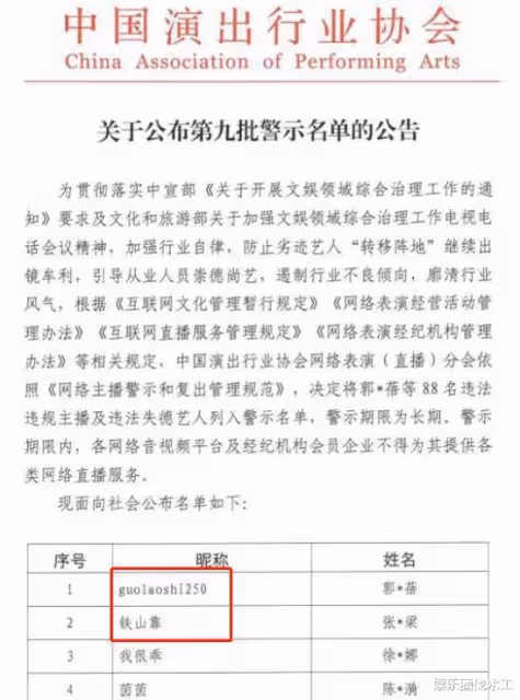 重磅！劣跡藝人被納入主播警示名單，換「馬甲」復出的美夢破碎了