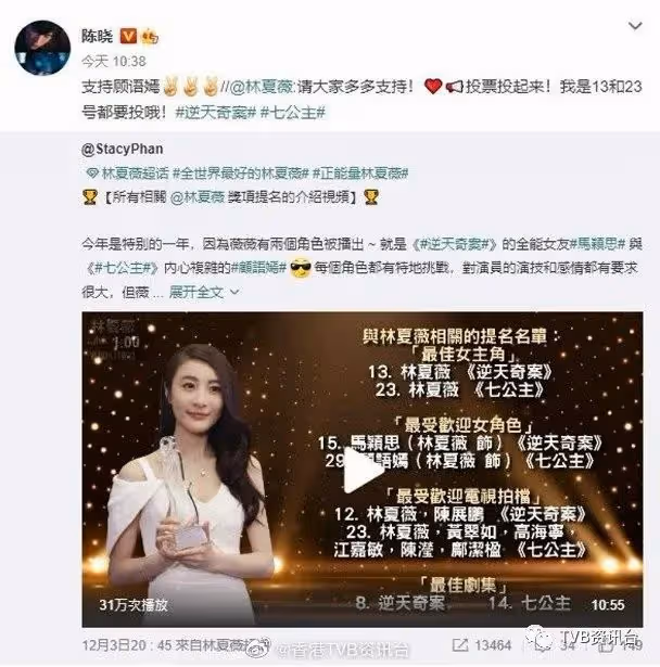 陳曉力撐她奪今年視後！他竟被爆料是TVB鐵粉？