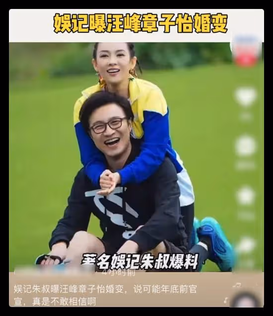 知名娛記曝章子怡汪峰已離婚,細扒疑點太多,此前因造謠被楊穎告