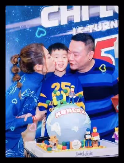 42歲女星為兒子高調慶生，神秘富商老公罕出鏡，被嘲諷太老像父女