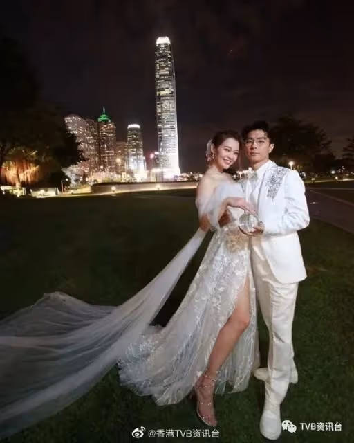 眼神有愛!TVB熒幕情侶夜景婚照曝光