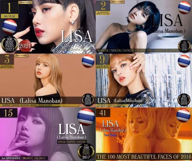 全球最美100強榜單出爐!LISA全球最美冠軍!全部榜單看起來