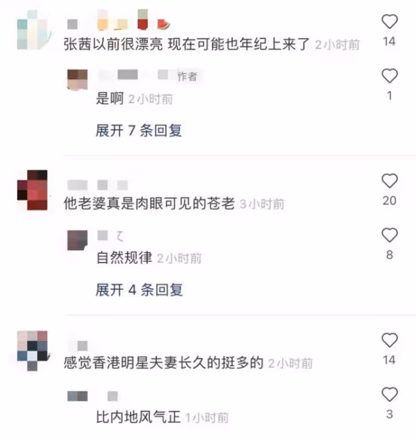 張衛健帶妻子吃大排檔，47歲張茜素顏似路人，夫妻結婚14年無子