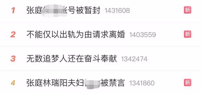 張庭林瑞陽夫婦涼了？多帳號突然同時被封禁，前妻關閉評論求清凈