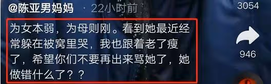陳亞男首次接受採訪,哭訴離婚事件始末滿臉委屈,媽媽發視頻力挺