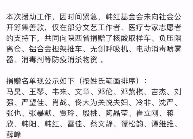 韓紅攜近30位明星支援西安!消殺物品堆成山,肖戰賈玲鄧倫在列