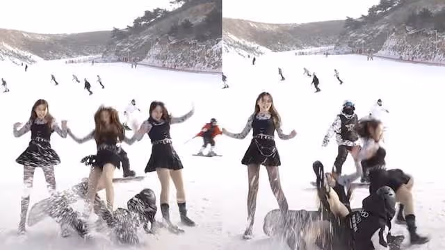 7位網紅滑雪場穿短裙熱舞,公然擋道兩人被撞翻,自導自演引爭議
