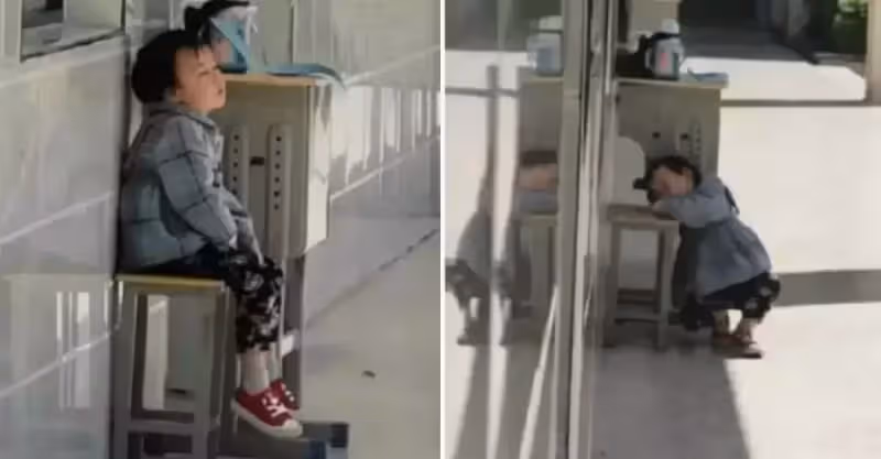 三歲寶寶考場外獨自等媽媽，兩個多小時不哭不鬧自己睡覺，網：孩子是來報恩的，感動的讓人心疼